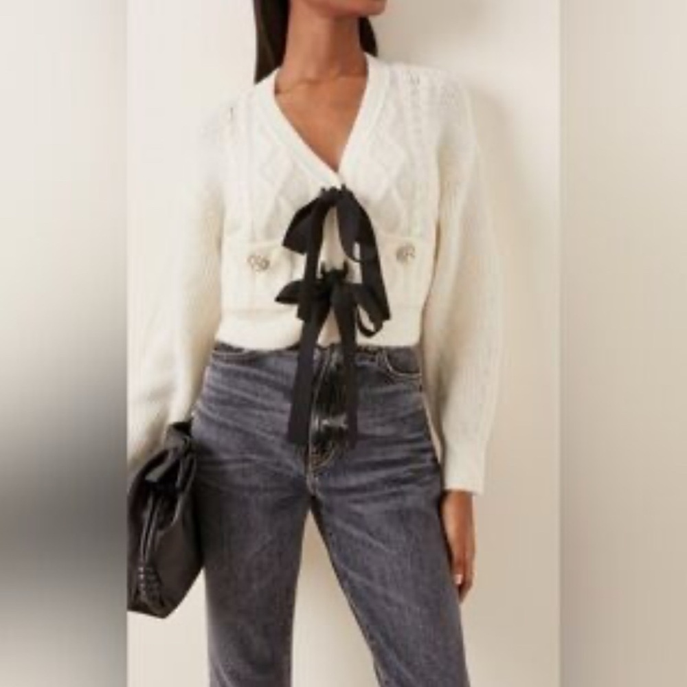 NWT The Latest Scoop x Fore, Embellished cable-knit cardigan - Picture 2 of 7